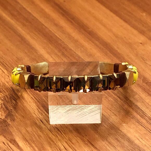 J.Crew | Smoky Topaz and Yellow Cuff Bracelet | 2.25” Diameter - Picture 1 of 4